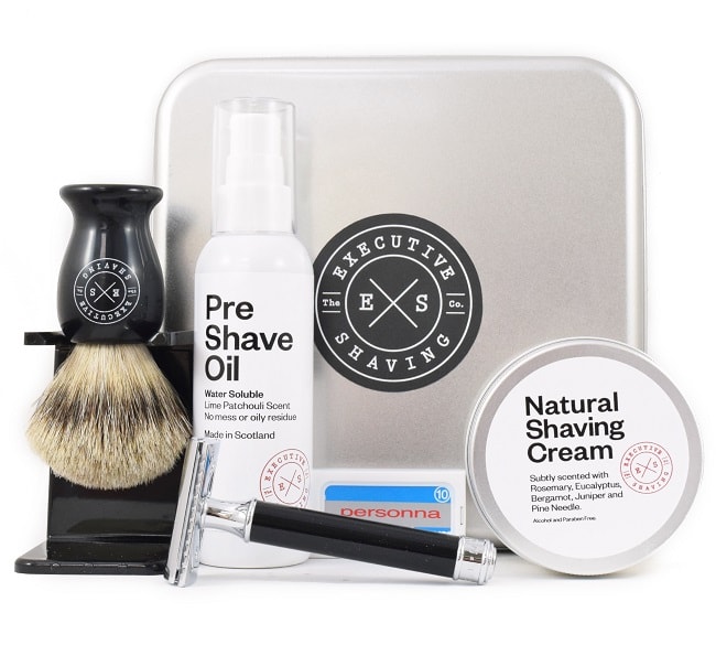 Noir safety razor & brush gift set