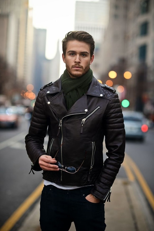 Leather motorcycle jacket